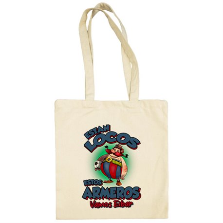 Bolsa de tela parodia de Obelis para aficionados al fútbol de Eibar
