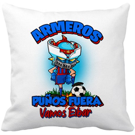 Cojín con relleno frase armeros puños fuera parodia robot de los 80 para nostálgicos futboleros de Eibar