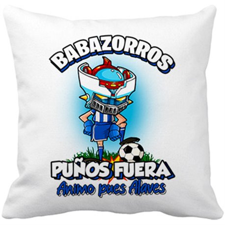 Cojín con relleno frase babazorros puños fuera parodia robot de los 80 para nostálgicos futboleros