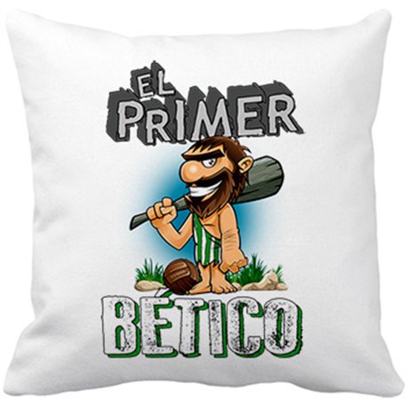 Cojín con relleno frase el primer bético para hincha de su equipo de fútbol