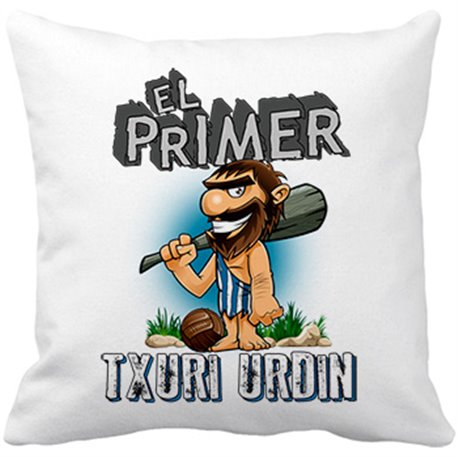 Cojín con relleno frase el primer txuri urdin para hincha de su equipo de fútbol