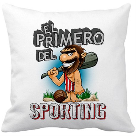 Cojín con relleno frase el primero del Sporting para hincha de su equipo de fútbol