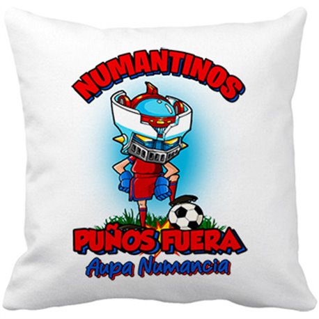 Cojín con relleno frase numantinos puños fuera parodia robot de los 80 para nostálgicos futboleros