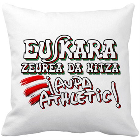 Cojín con relleno para futboleros frase aupa athletic euskara zeurea da hitza