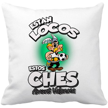 Cojín con relleno parodia de Asteris para aficionados al fútbol de Valencia