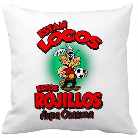 Cojín con relleno parodia de Asteris para rojillos aficionados al fútbol de Pamplona (DESACTIVAR)