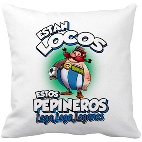 Cojín con relleno parodia de Obelis para aficionados al fútbol de Leganés