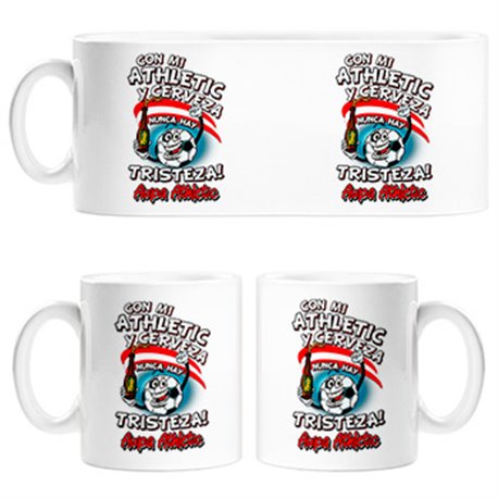 Taza con mi Athletic y cerveza nunca hay tristeza para aficionado al fútbol