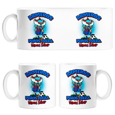 Taza frase armeros puños fuera parodia robot de los 80 para nostálgicos futboleros de Eibar