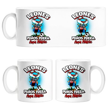 Taza frase leones puños fuera parodia robot de los 80 para nostálgicos futboleros del Athletic