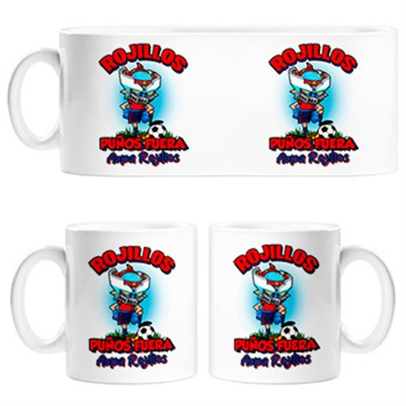 Taza frase rojillos puños fuera parodia robot de los 80 para nostálgicos futboleros