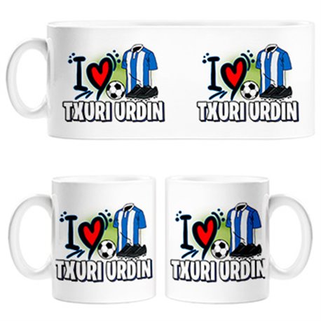 Taza para enamorado de su equipo de fútbol txuri urdin
