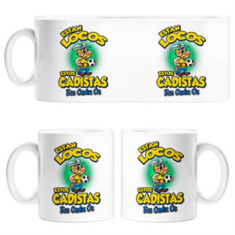 Taza parodia de Asteris para aficionados al fútbol de Cádiz