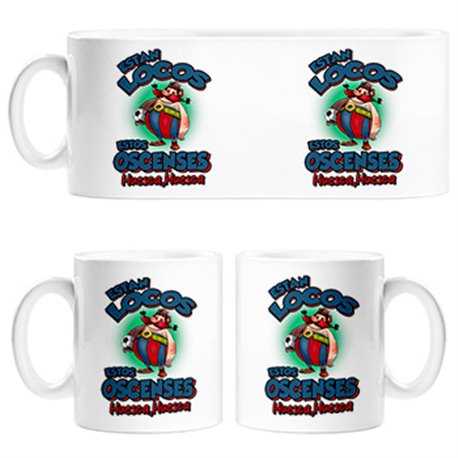 Taza parodia de Obelis para aficionados al fútbol de Huesca