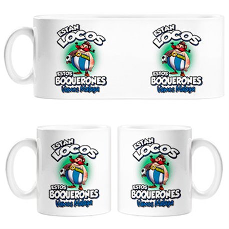 Taza parodia de Obelis para aficionados al fútbol de Málaga