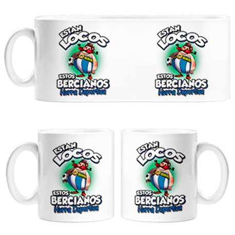 Taza parodia de Obelis para bercianos aficionados al fútbol