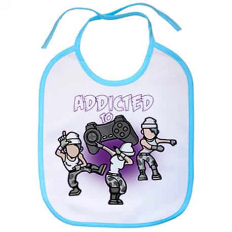 Babero para gamer frase addicted to play viciado de los videojuegos con pose baile Take L Dab y Floss