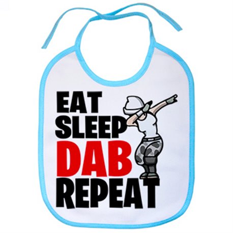 Babero parodia pose baile gamer frase eat sleep Dab repeat