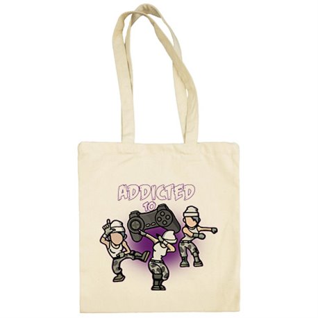 Bolsa de tela para gamer frase addicted to play viciado de los videojuegos con pose baile Take L Dab y Floss