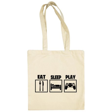 Bolsa de tela para gamers viciados de los videojuegos con frase Eat Sleep Play