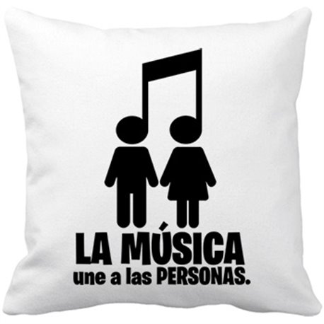 Cojín con relleno La música une a las personas pareja chico chica
