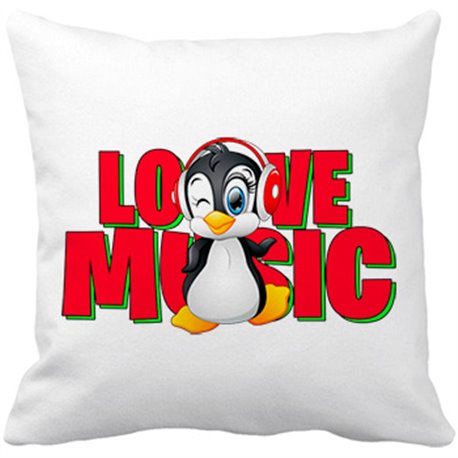 Cojín con relleno Love Music pinguino