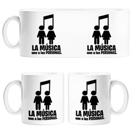 Taza La música une a las personas pareja chico chica