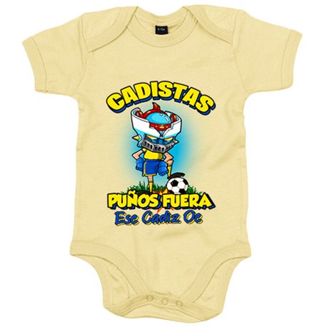 Body bebé frase cadistas puños fuera parodia robot de los 80 para nostálgicos futboleros de Cádiz