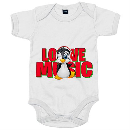 Body bebé Love Music pinguino
