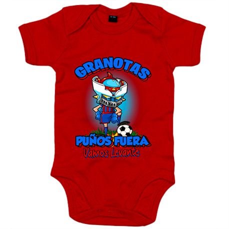 Body bebé frase granotas puños fuera parodia robot de los 80 para nostálgicos futboleros de Levante