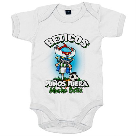 Body bebé frase béticos puños fuera parodia robot de los 80 para nostálgicos futboleros del Betis
