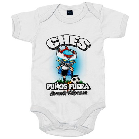 Body bebé frase ches puños fuera parodia robot de los 80 para nostálgicos futboleros de Valencia