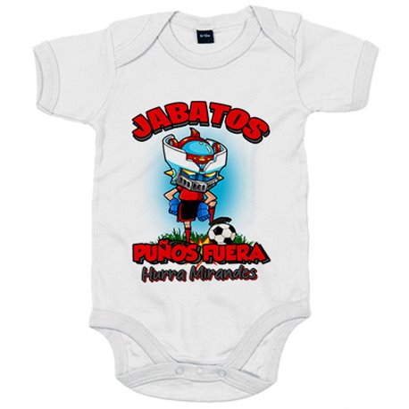 Body bebé frase jabatos puños fuera parodia robot de los 80 para nostálgicos futboleros del Mirandés