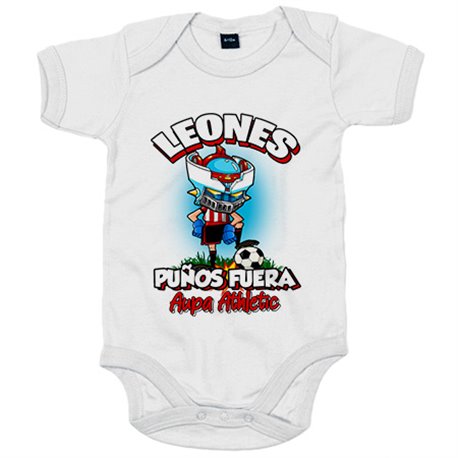 Body bebé frase leones puños fuera parodia robot de los 80 para nostálgicos futboleros del Athletic