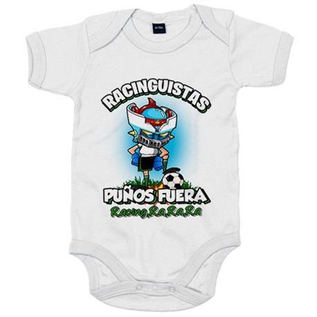 Body bebé frase racinguistas puños fuera parodia robot de los 80 para nostálgicos futboleros del Racing