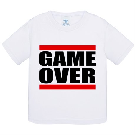 Camiseta bebé para gamers frase fin del juego Game Over
