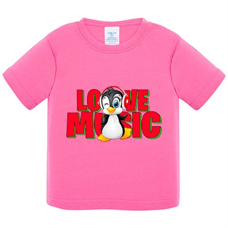 Camiseta bebé Love Music pinguino
