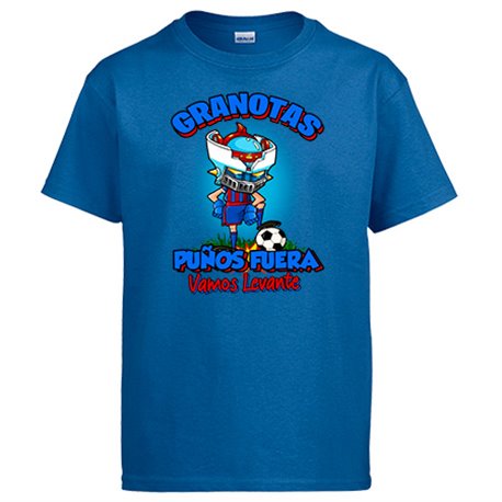 Camiseta frase granotas puños fuera parodia robot de los 80 para nostálgicos futboleros de Levante