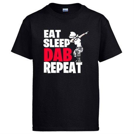 Camiseta parodia pose baile gamer frase eat sleep Dab repeat
