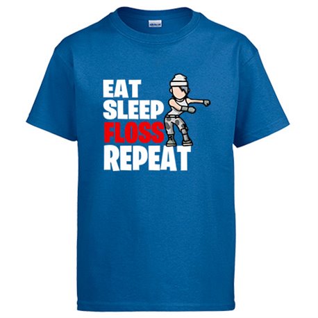 Camiseta parodia pose baile gamer frase eat sleep Floss repeat