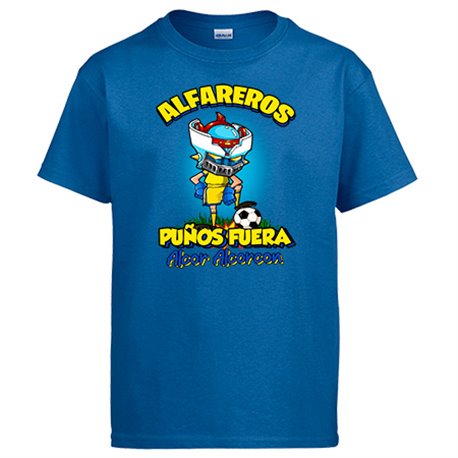 Camiseta frase alfareros puños fuera parodia robot de los 80 para nostálgicos futboleros de Alcorcón