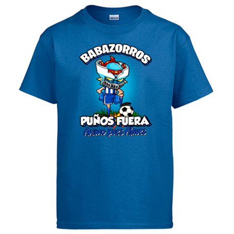 Camiseta frase babazorros puños fuera parodia robot de los 80 para nostálgicos futboleros