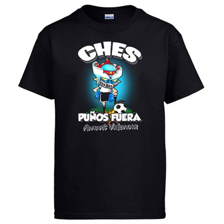 Camiseta frase ches puños fuera parodia robot de los 80 para nostálgicos futboleros de Valencia