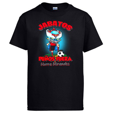 Camiseta frase jabatos puños fuera parodia robot de los 80 para nostálgicos futboleros del Mirandés