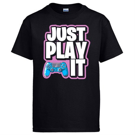 Camiseta frase just play it para gamers