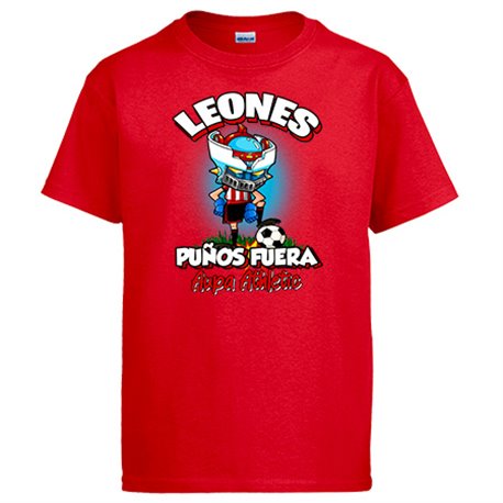 Camiseta frase leones puños fuera parodia robot de los 80 para nostálgicos futboleros del Athletic