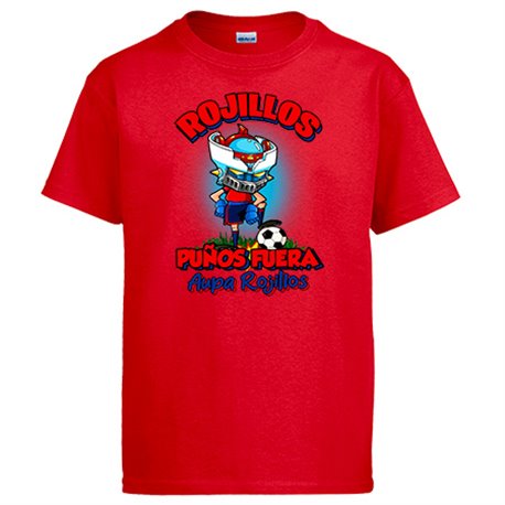 Camiseta frase rojillos puños fuera parodia robot de los 80 para nostálgicos futboleros