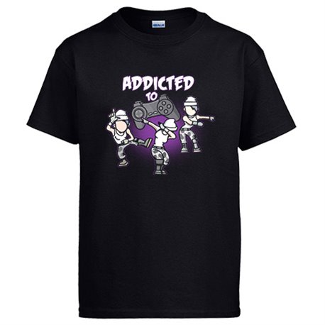 Camiseta para gamer frase addicted to play viciado de los videojuegos con pose baile Take L Dab y Floss