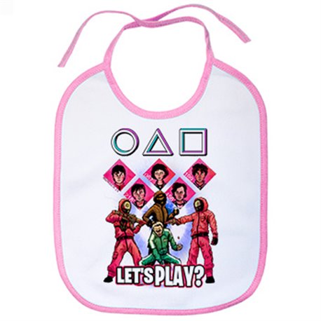 Babero ilustración parodia del calamar con frase vamos a jugar