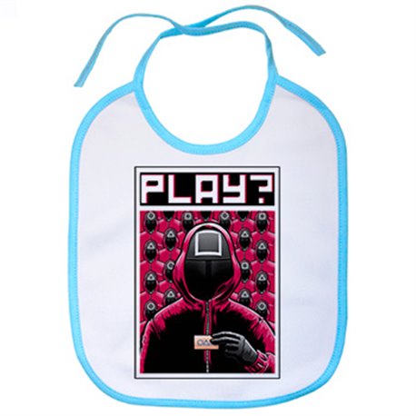 Babero parodia del calamar ilustración con frase de la invitación de la tarjeta para jugar